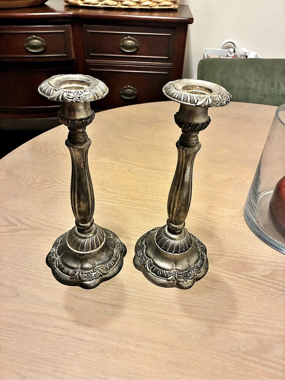 Godinger Silver Plated Ornate Baroque Candlestick Holders